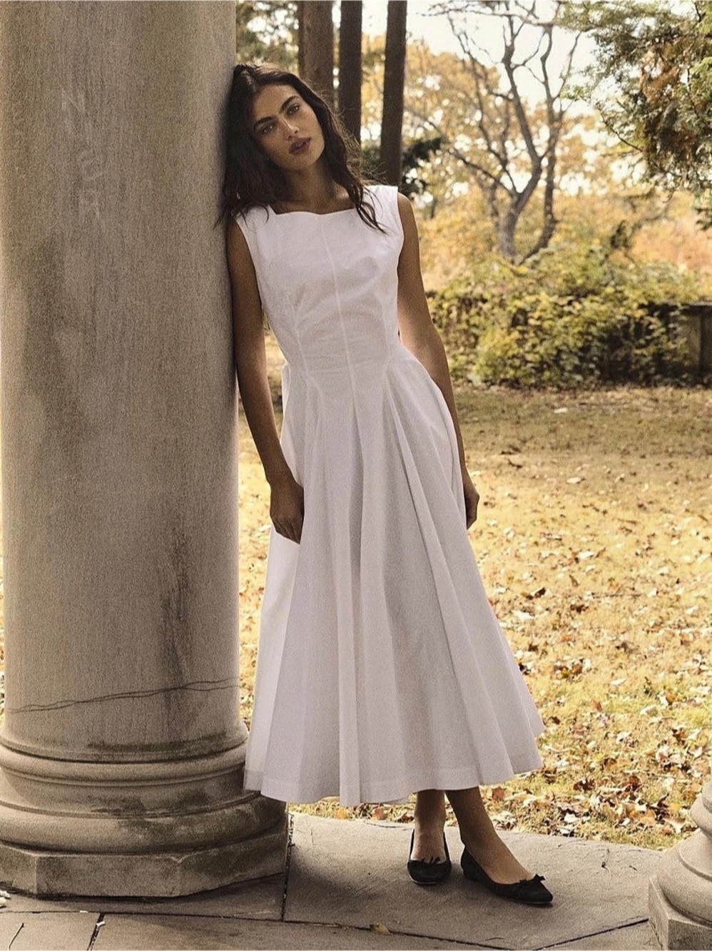 Doen White Riviere Midi Dress in salt